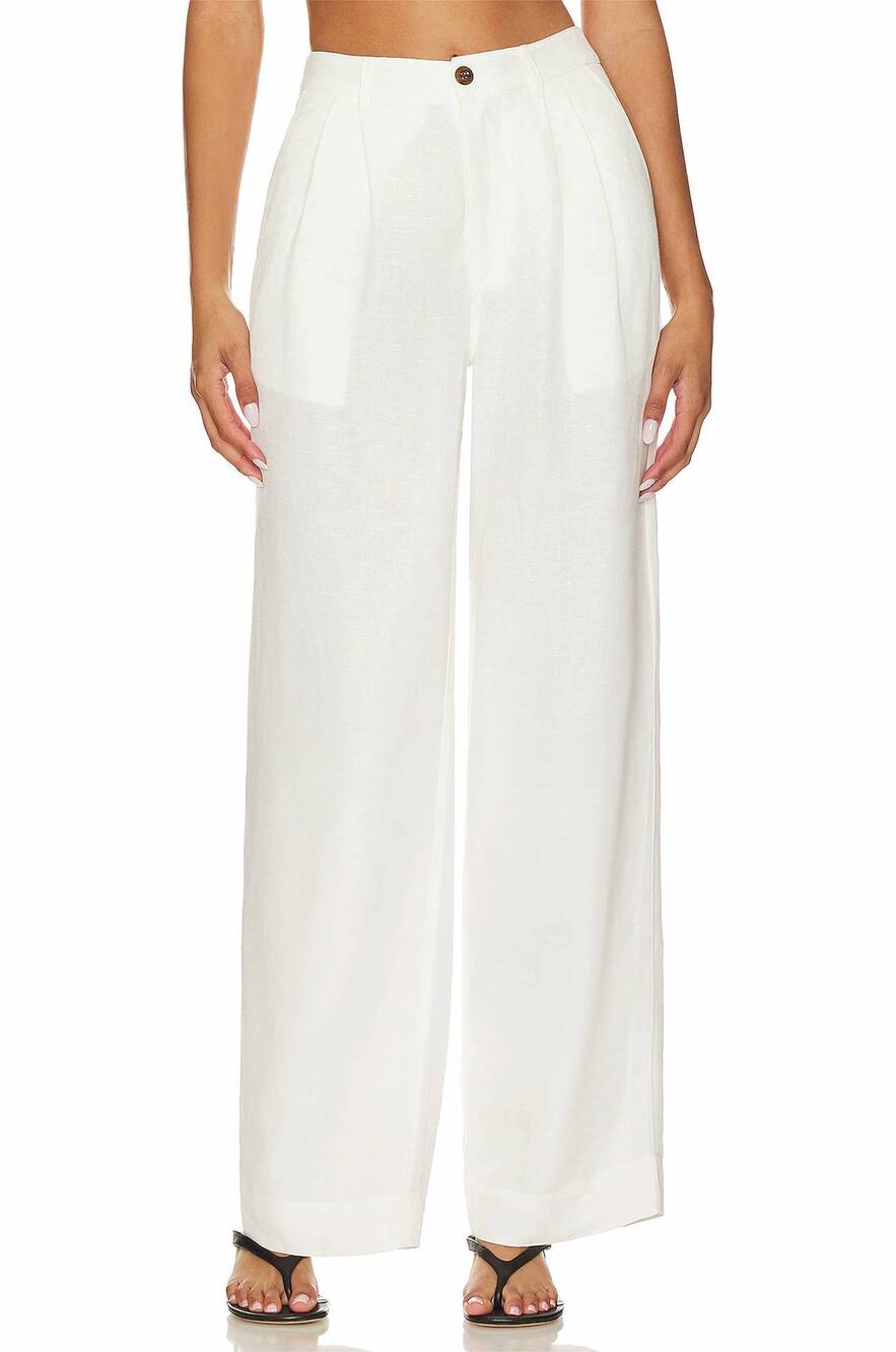 NEW ONIA air linen pleated trouser in white